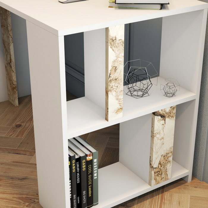 Hanah Home Mesa de Estudio Lima - Blanco Mármol, 120x60x75.4 cm